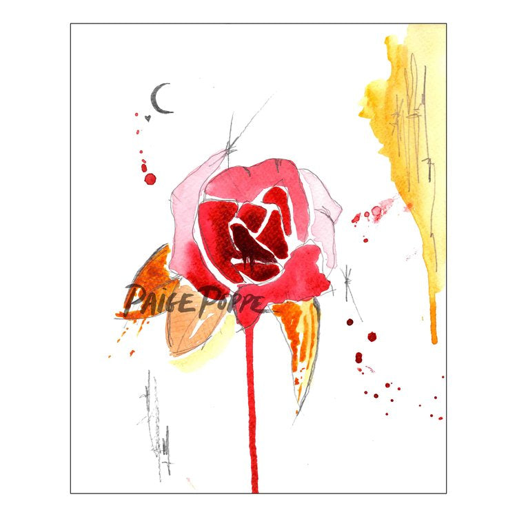 "Scratched Rose" Watercolor Print