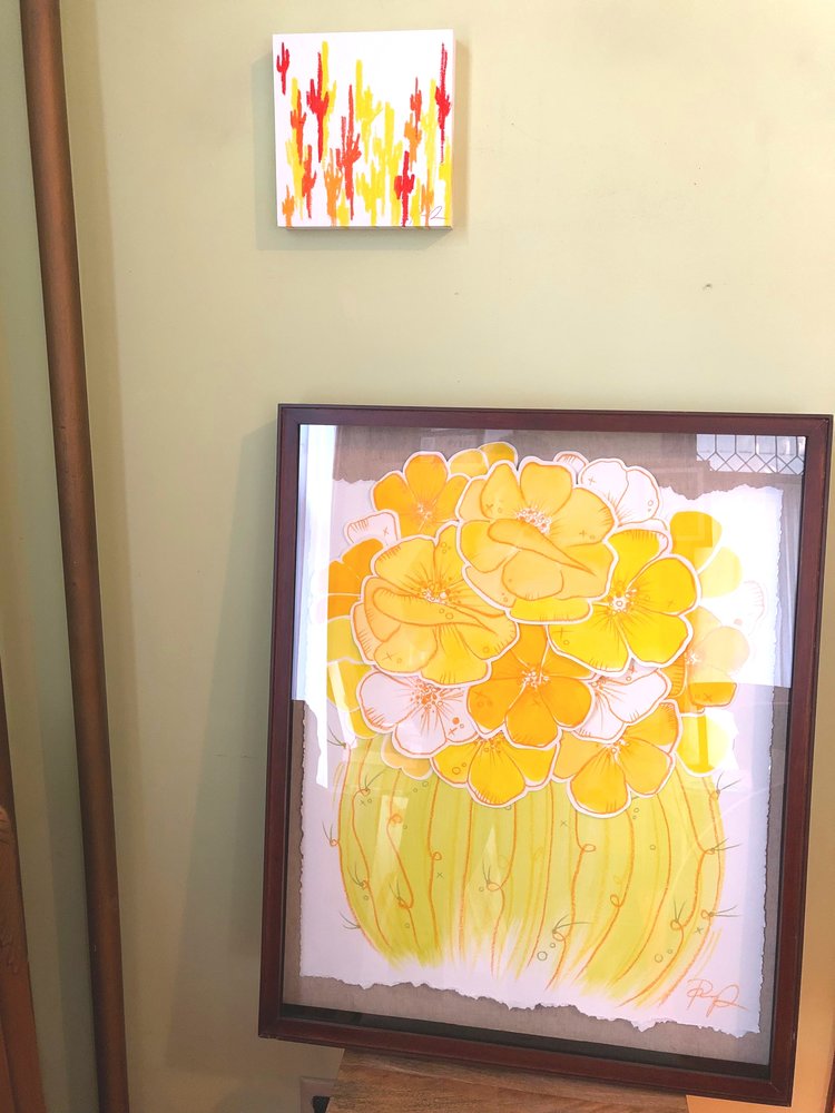 "Golden Blooming Barrel” Original Collage Painting