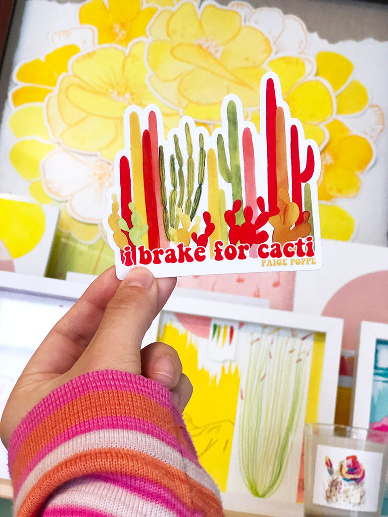 "I Brake for Cacti" Sticker