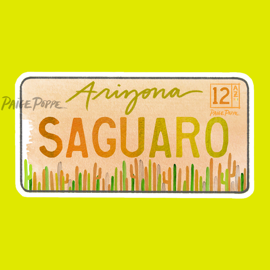 "Saguaro" Arizona License Plate Sticker