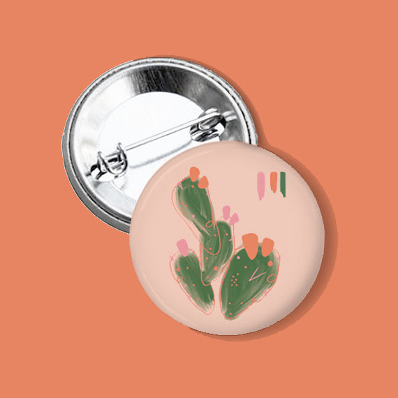 "Peachy Prickly" Watercolor Button