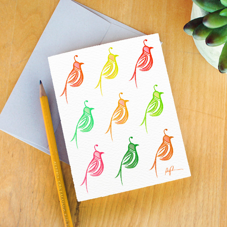 "Psychedelic Quail" Greeting Card