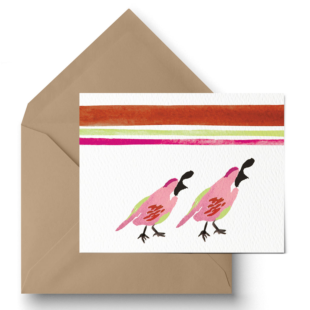"Rosy Quail" Greeting Card
