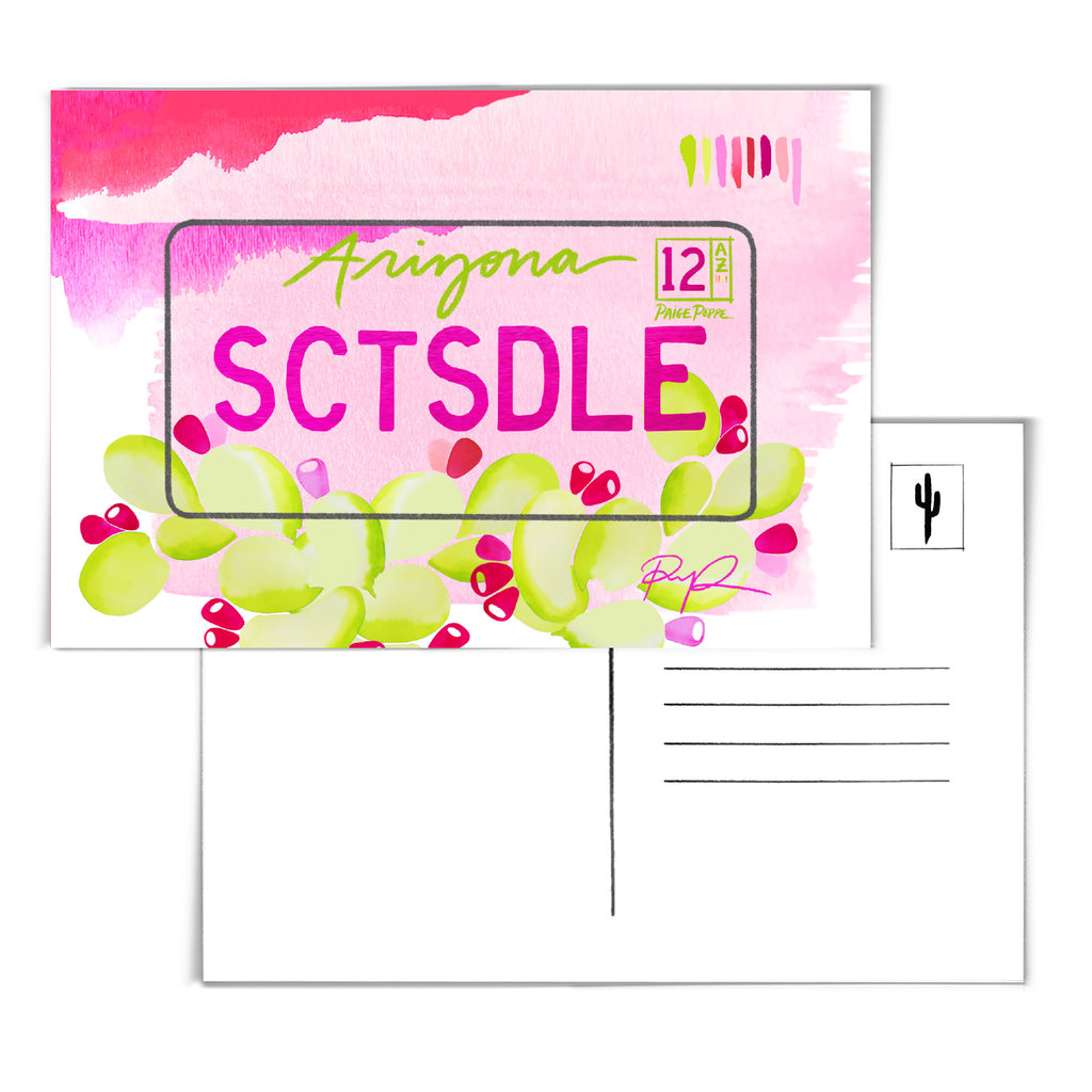 "Scottsdale" Arizona License Plate Postcard