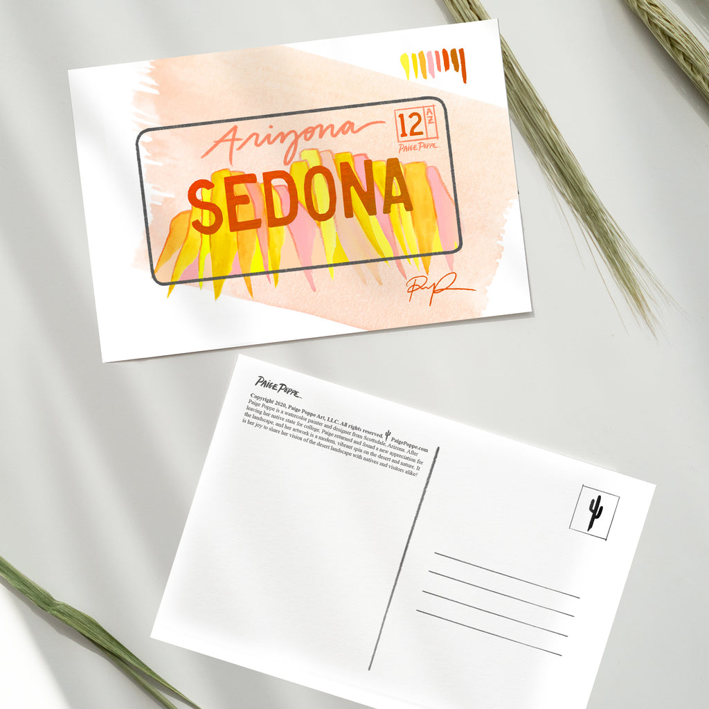 "Sedona" Arizona License Plate Postcard