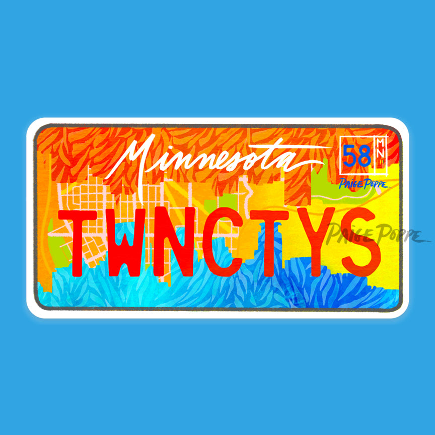"Twin Cities" Minnesota License Plate Sticker