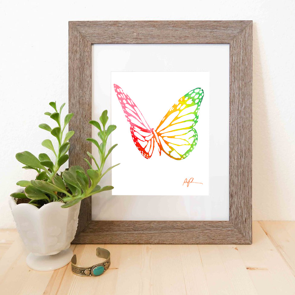 "Technicolor Butterfly" Watercolor Print