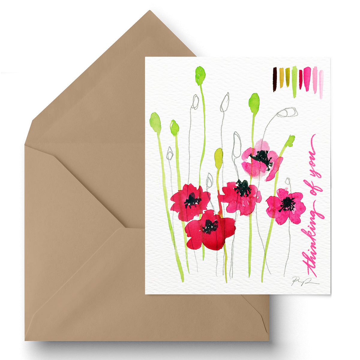  Botanical Watercolors Floral Thinking of You Cards Set - 24  Assorted Blank Watercolor Flower Sympathy Cards with Envelopes & Kraft  Seals - Peony, Poppy, Rose, & Sunflower Note Cards : Office Products