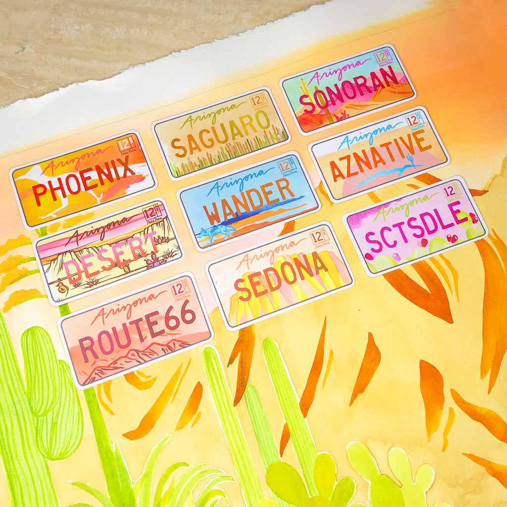 "Saguaro" Arizona License Plate Sticker