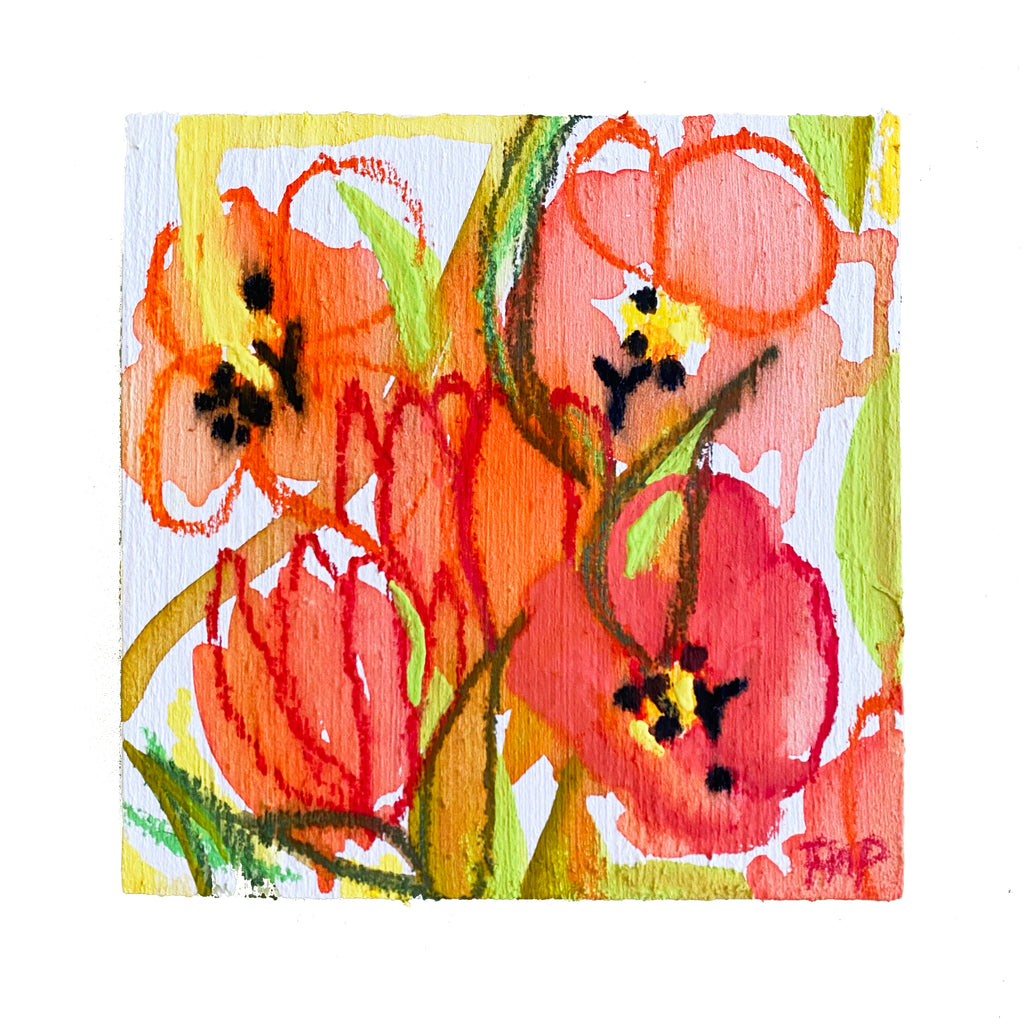 "Tulip Field" Original Watercolor on Cradled Wood Panel