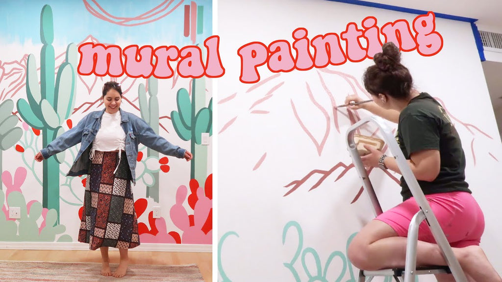 Painting a Mural in a Home Residence: Desert Landscape & Cactus Garden!