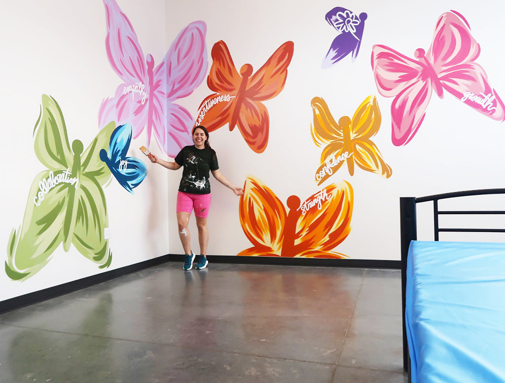 A Joyful Butterfly Mural Painting