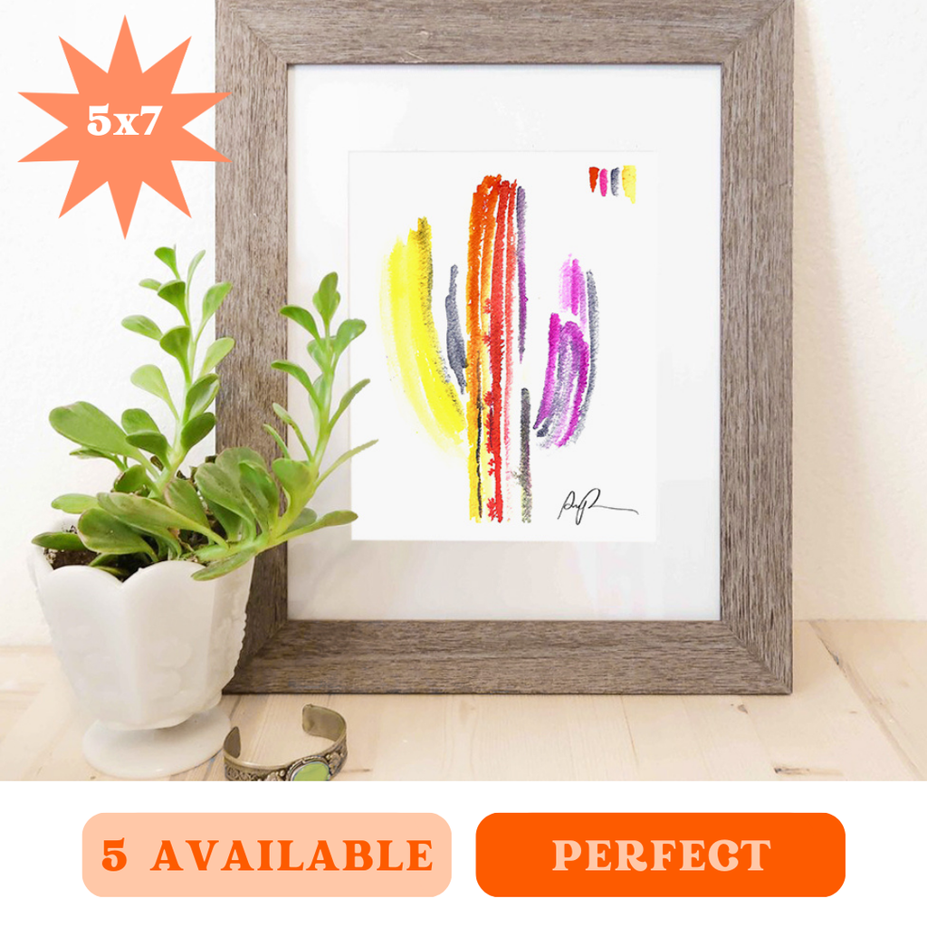 "Technicolor Saguaro" 5x7 Art Print