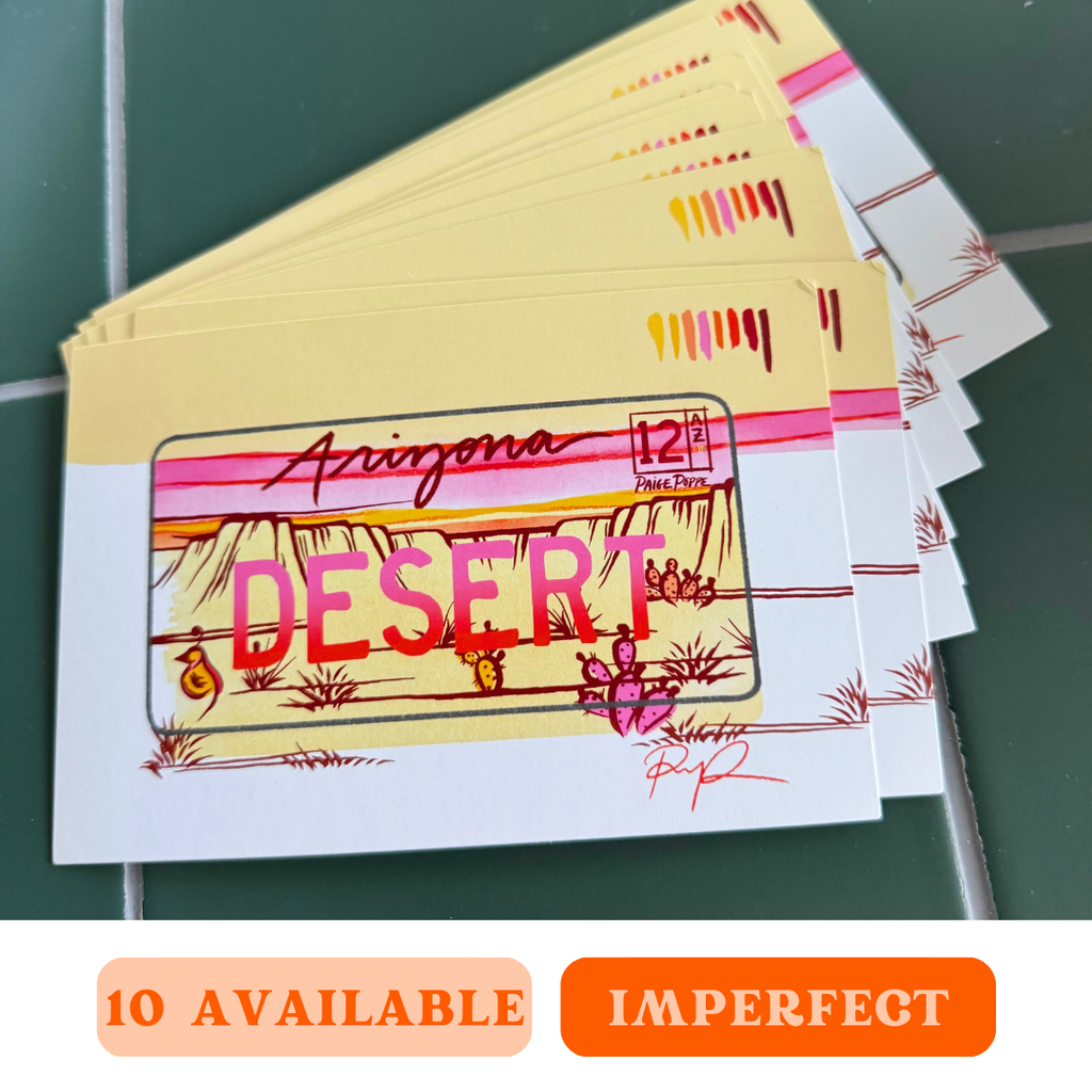 "Desert" Imperfect License Plate Postcard