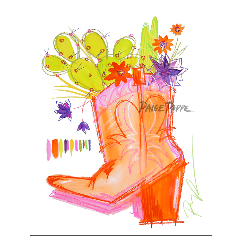 "Blooming Boot" Watercolor Art Print