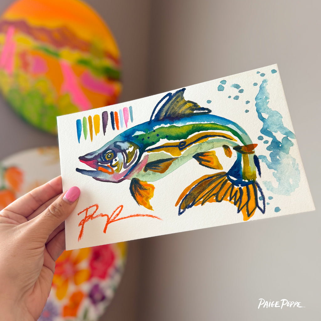 "Trout Tango" Original Watercolor on Paper