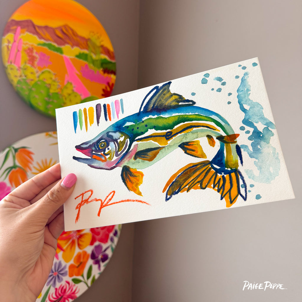 "Trout Tango" Original Watercolor on Paper