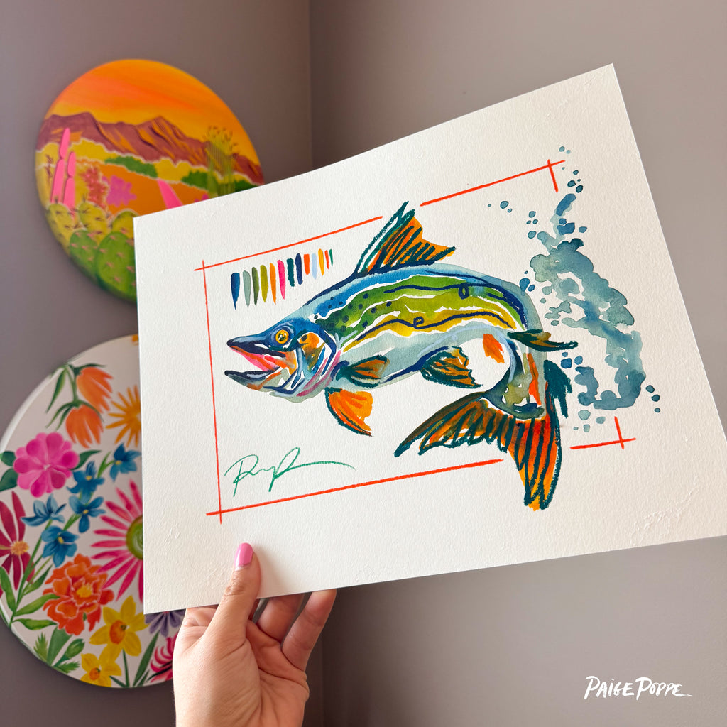 "Trout Thrash" Original Watercolor on Paper