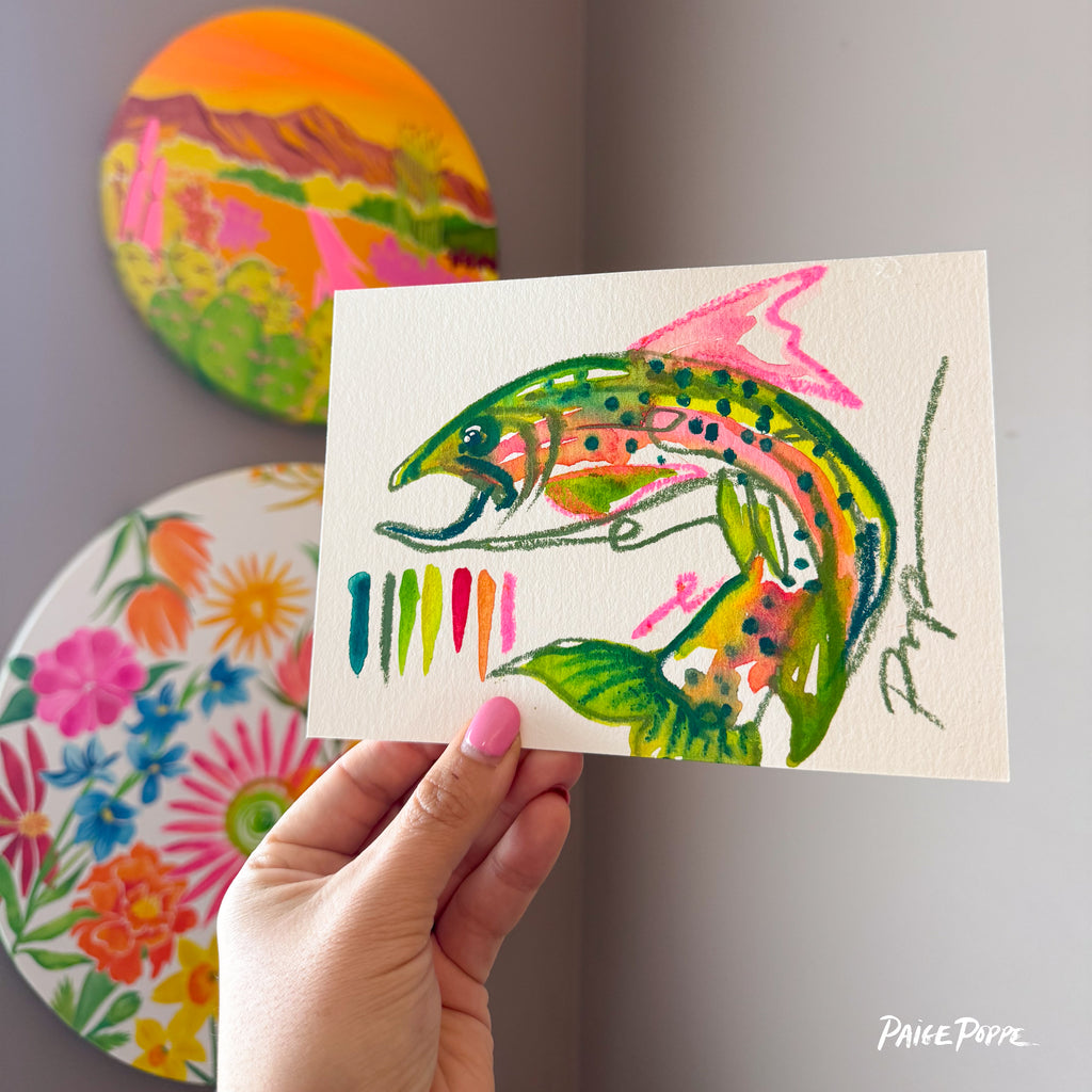 "Trout Delight" Original Watercolor on Paper