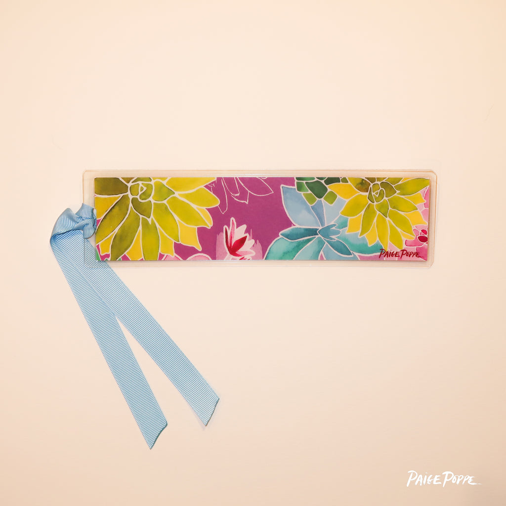 "Succulent Garden" Ribboned Bookmark
