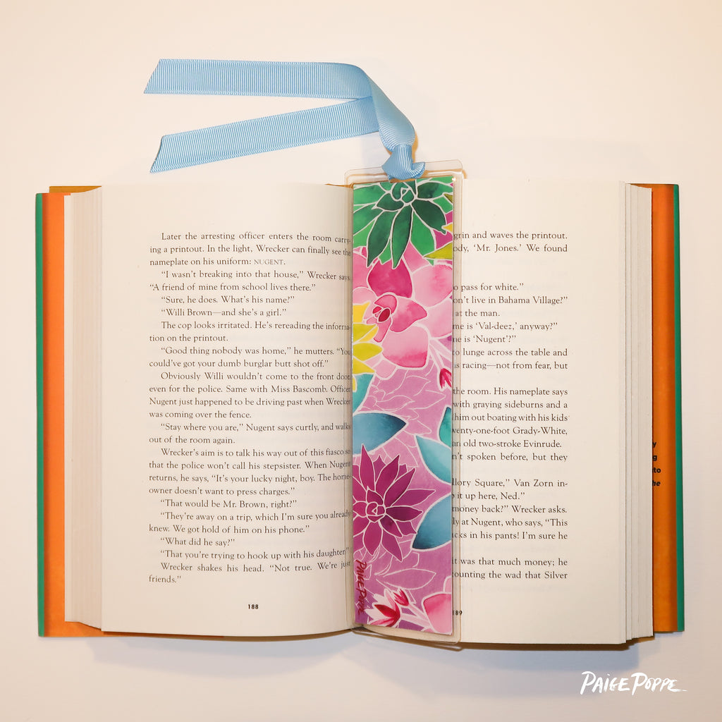 "Succulent Garden" Ribboned Bookmark