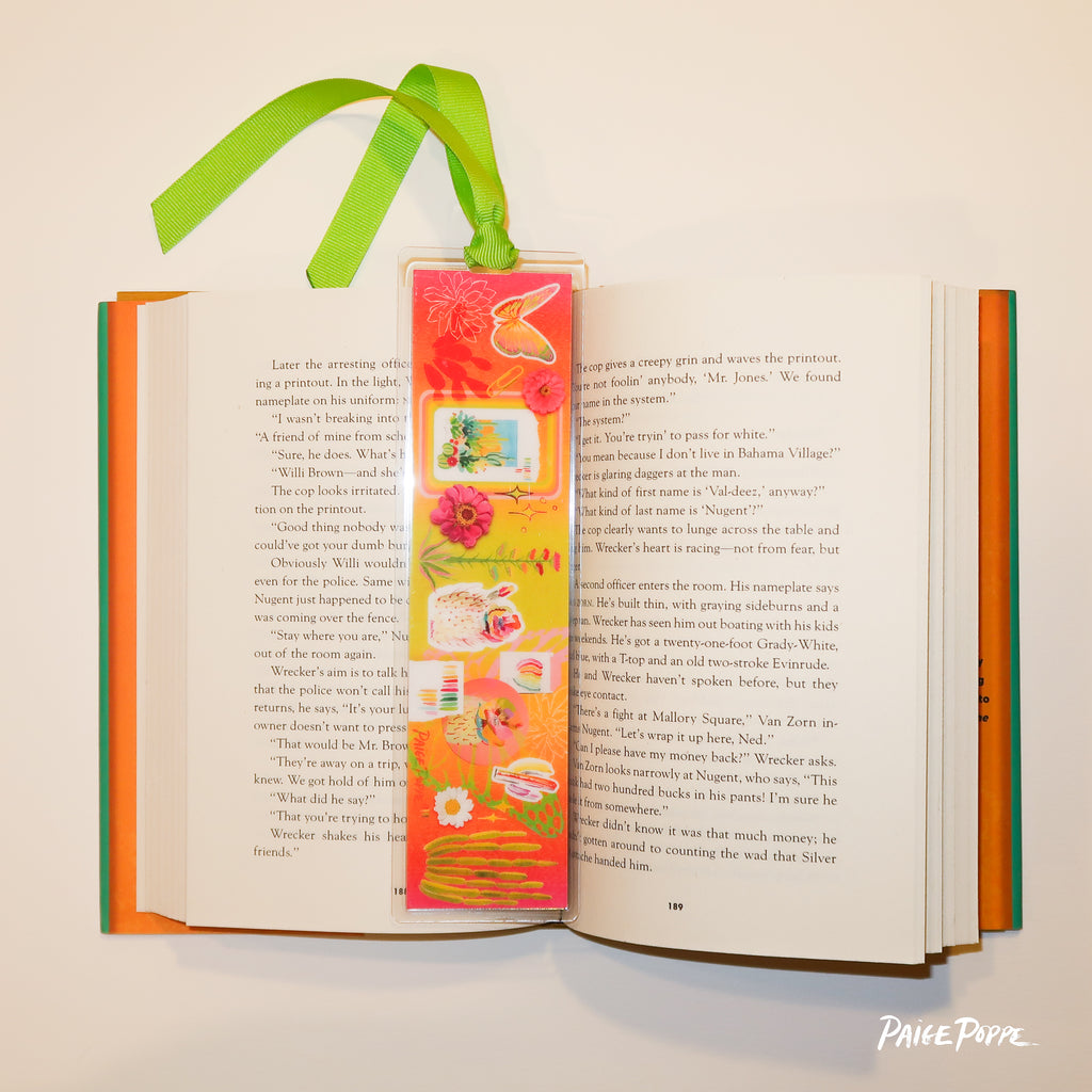 "Technicolor Botanical" Ribboned Bookmark