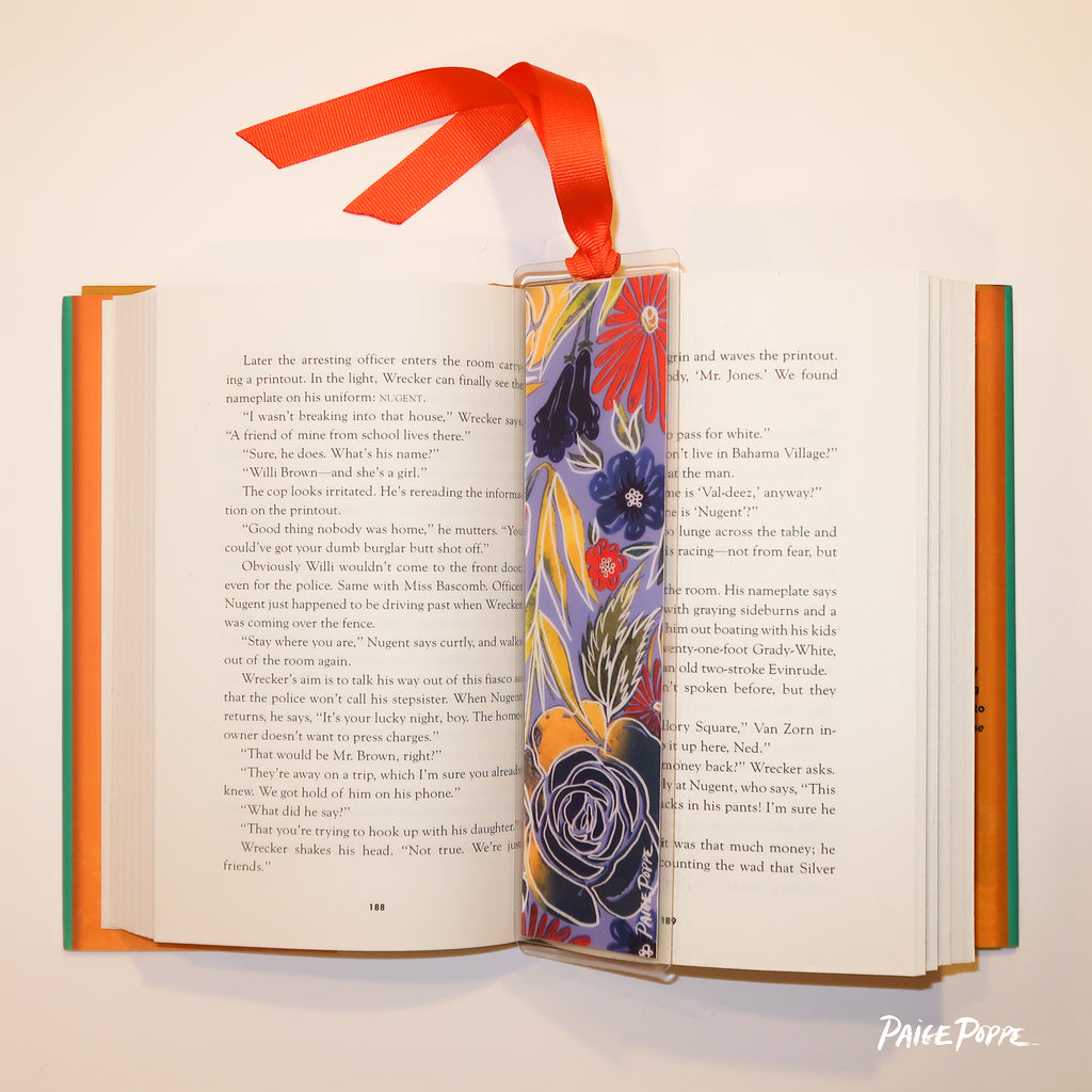 "Blue Suede Bouquet" Ribboned Bookmark