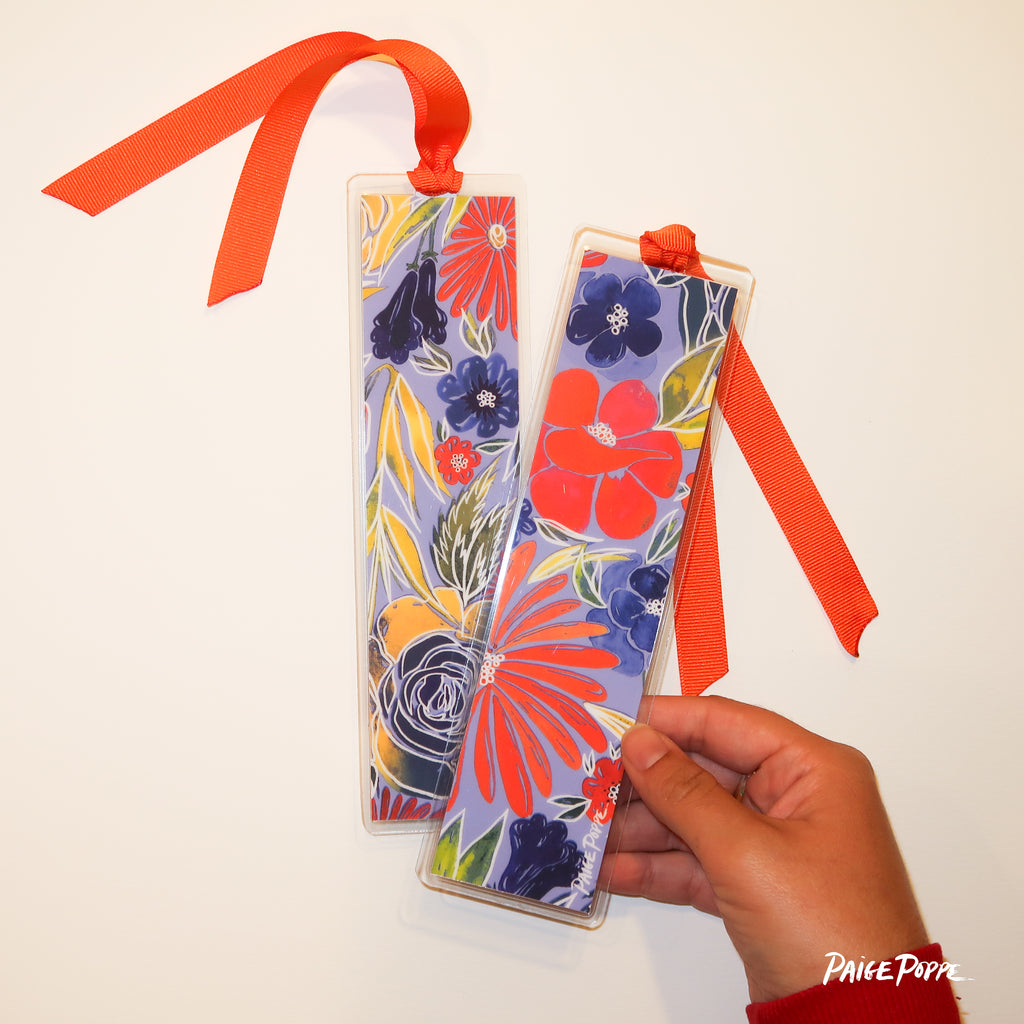 "Blue Suede Bouquet" Ribboned Bookmark