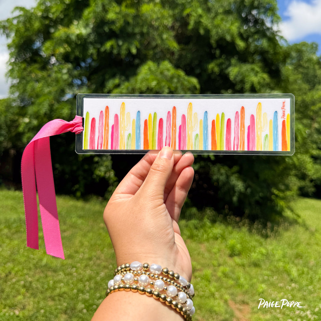 "Rainbow Saguaros" Ribboned Bookmark