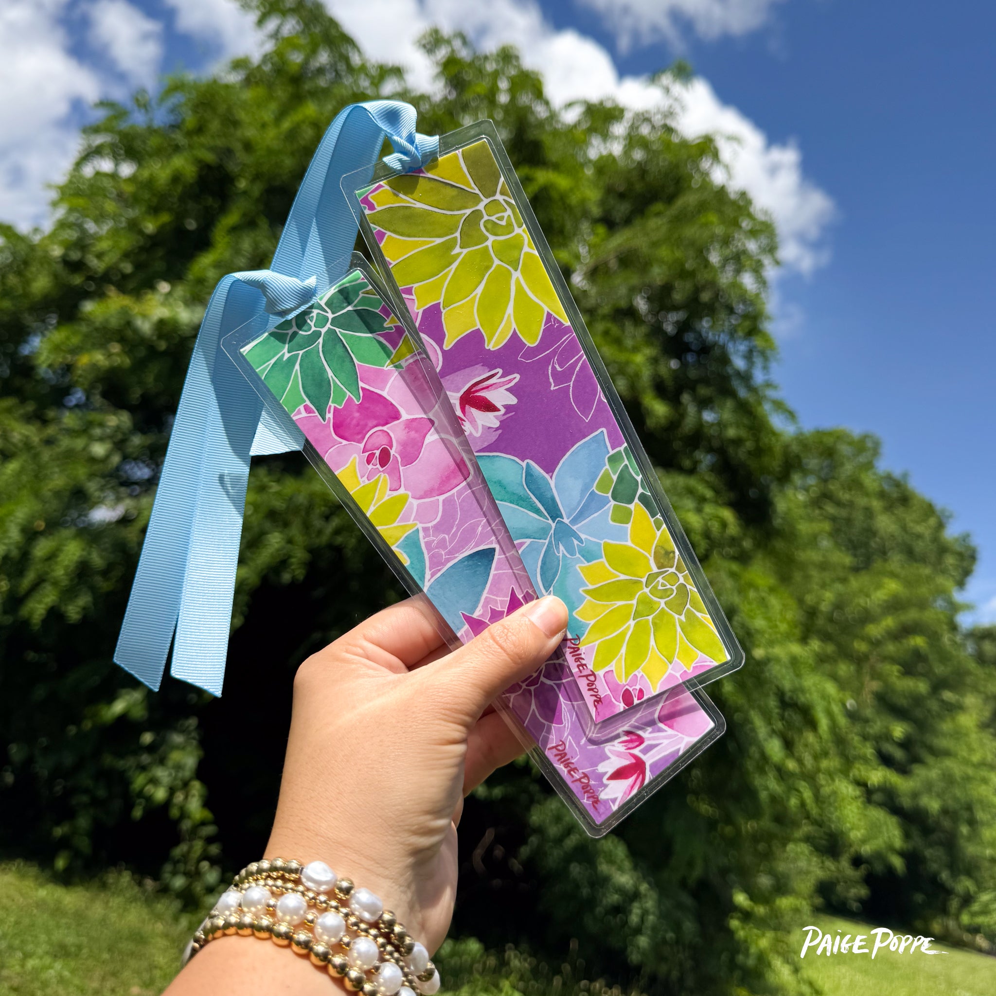 succulent bookmark Succulent Garden" Ribboned Bookmark – Paige Poppe Art