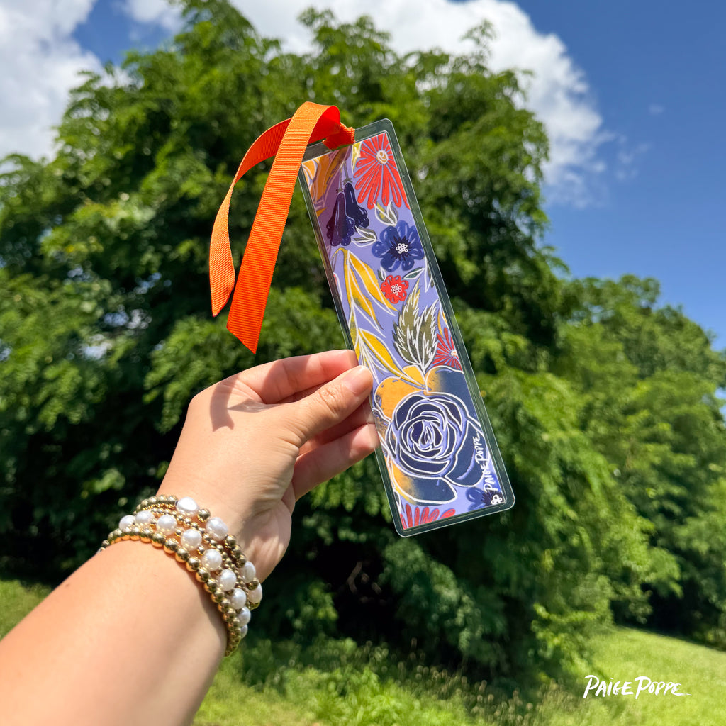 "Blue Suede Bouquet" Ribboned Bookmark