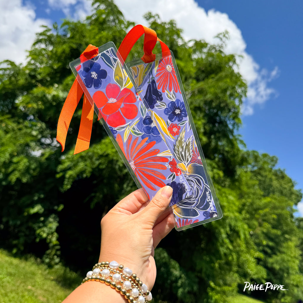 "Blue Suede Bouquet" Ribboned Bookmark
