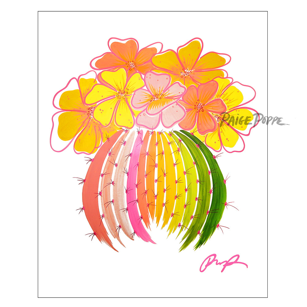 "Bouncing Barrel Blooms" Watercolor Art Print