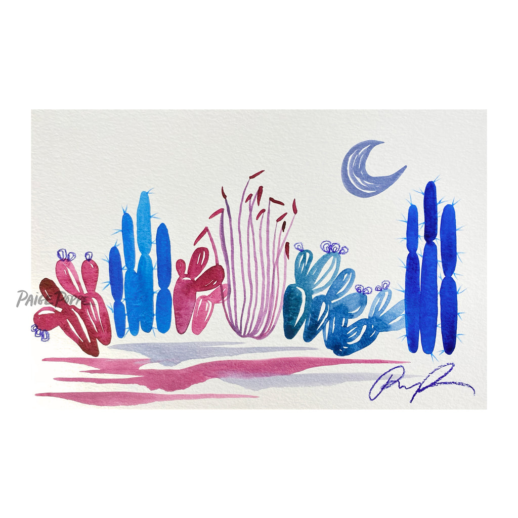 "Desert Moongarden" Original Watercolor on Paper