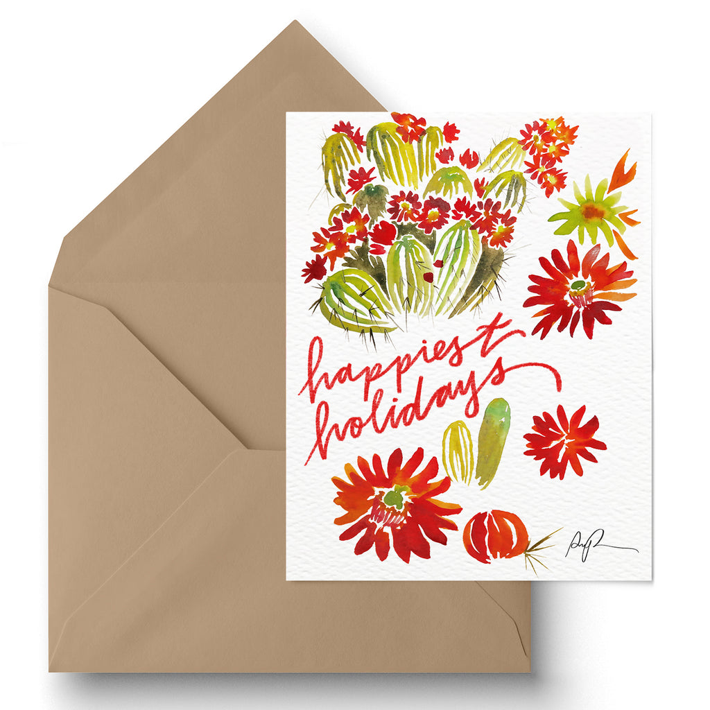 "Hedgehog Cactus" Holiday Greeting Card