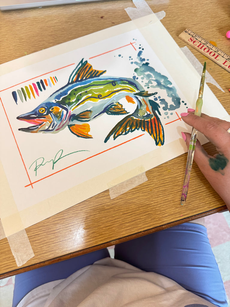 "Trout Thrash" Original Watercolor on Paper