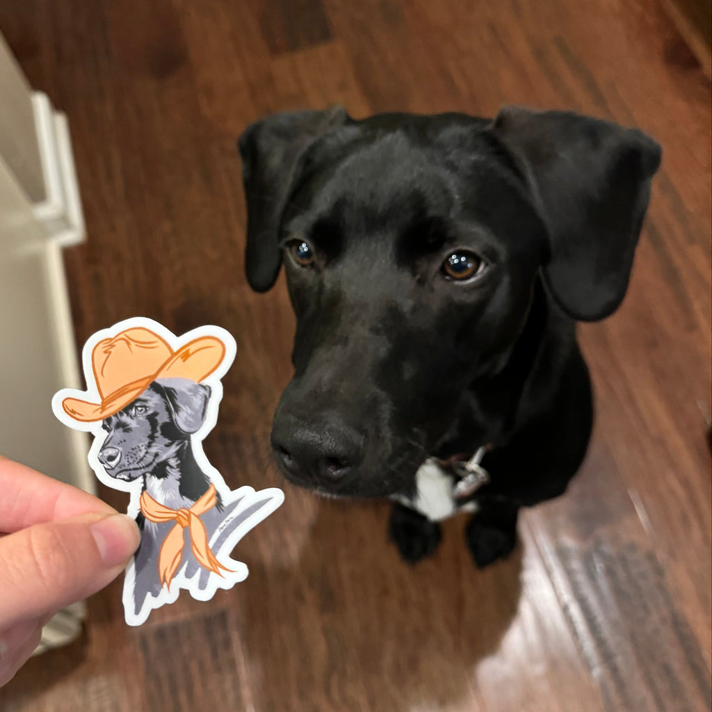 "CowBogey" Dog Diecut Sticker