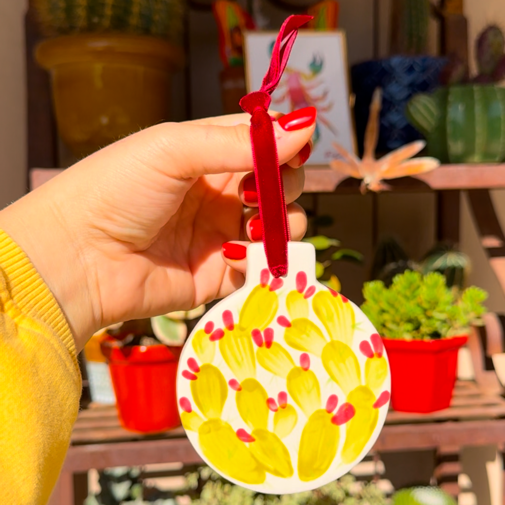 "Festive Prickly" Handpainted Ceramic Ornament