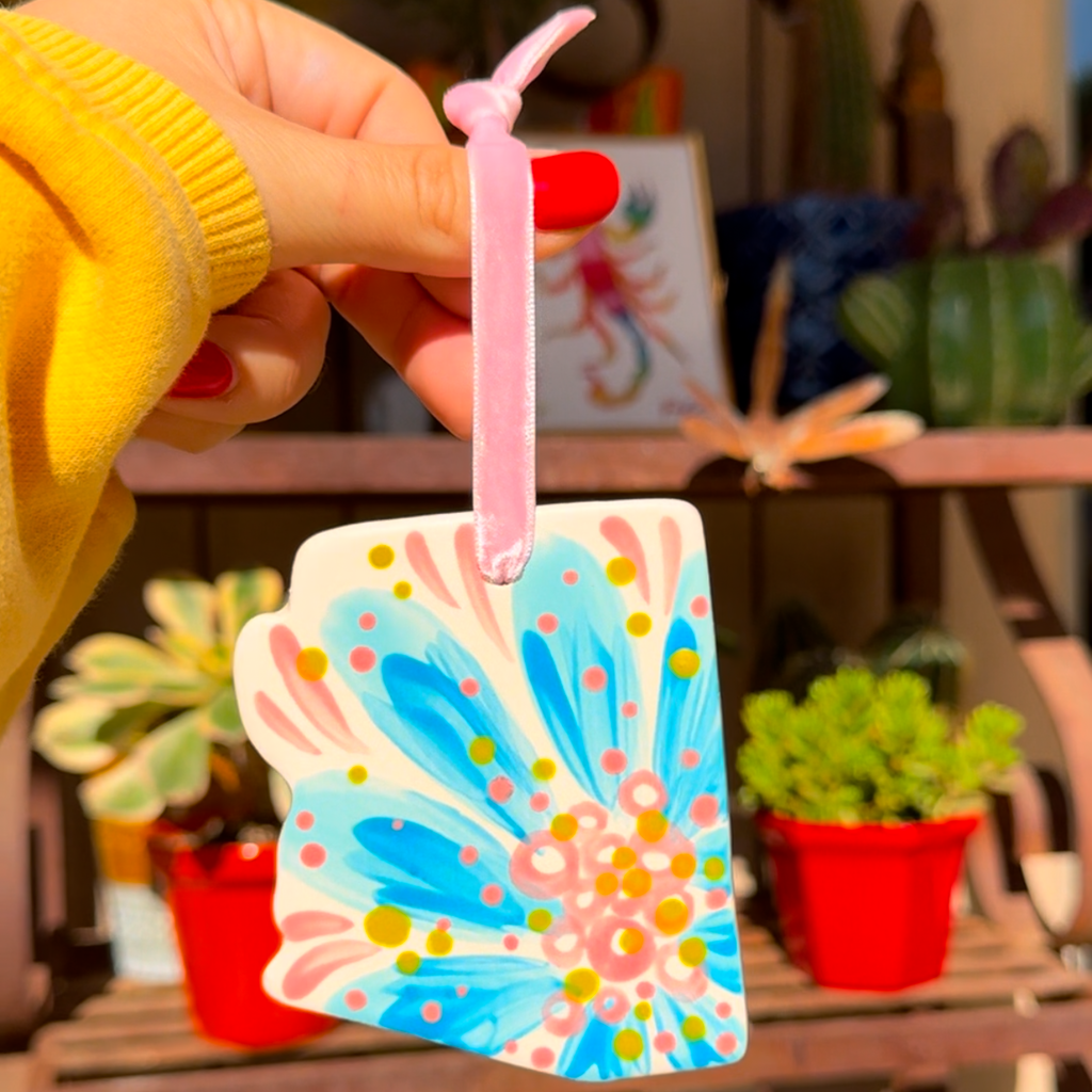 "Blooms of Arizona" Handpainted Ceramic Ornament