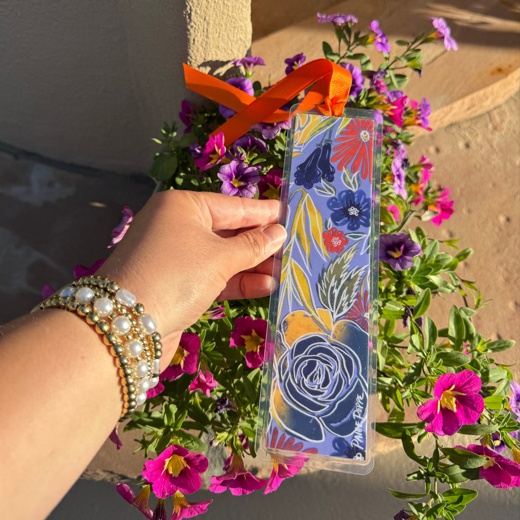 "Blue Suede Bouquet" Ribboned Bookmark