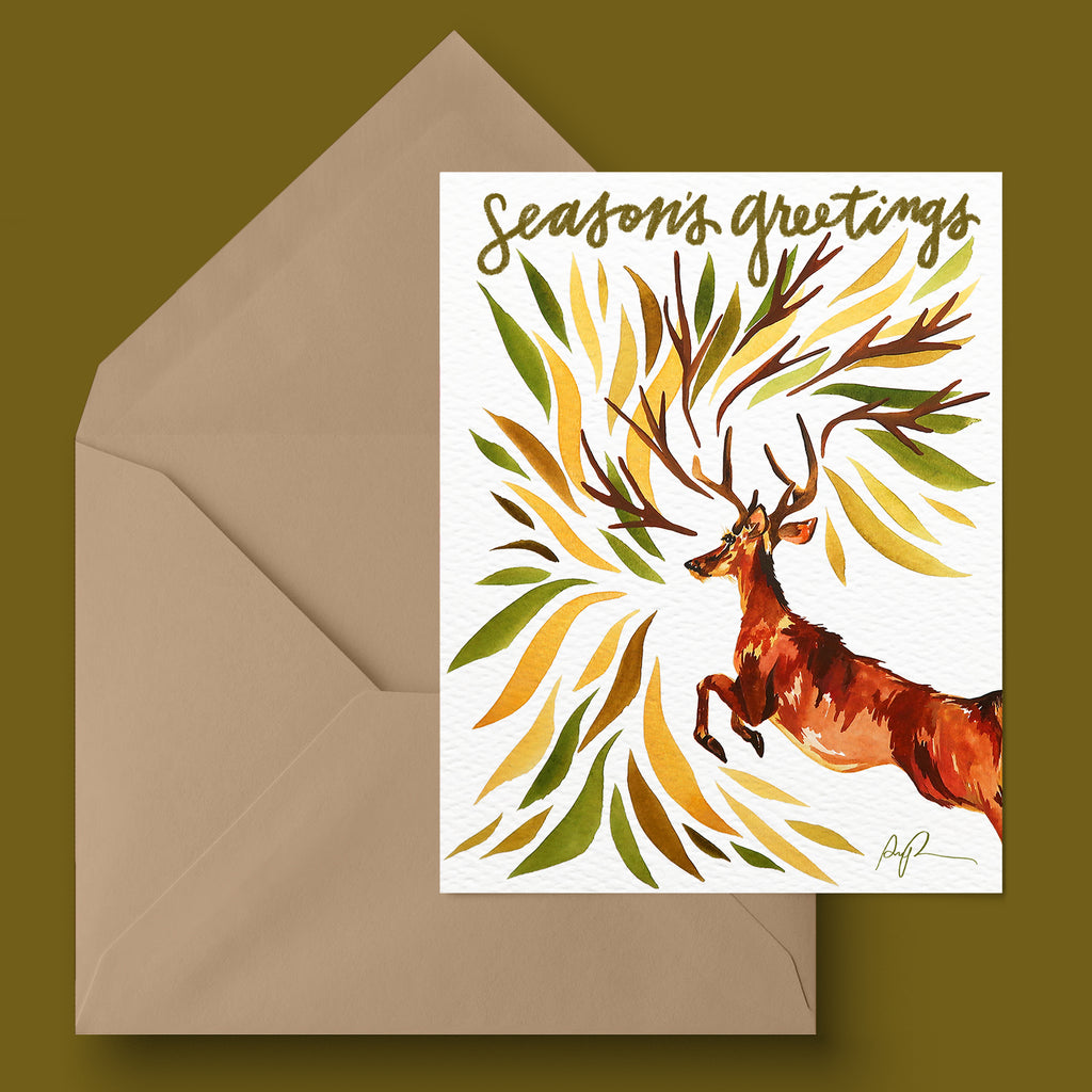 "Botanical Buck" Holiday Greeting Card