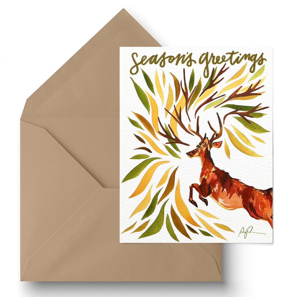 "Botanical Buck" Holiday Greeting Card