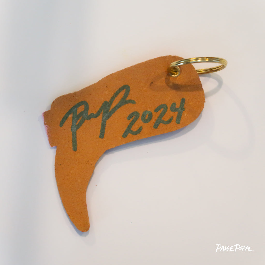 "Petal Pusher" Handpainted Leather Cowgirl Boot Keychain