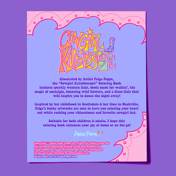 "Cowgirl Kaleidoscope" Coloring Book