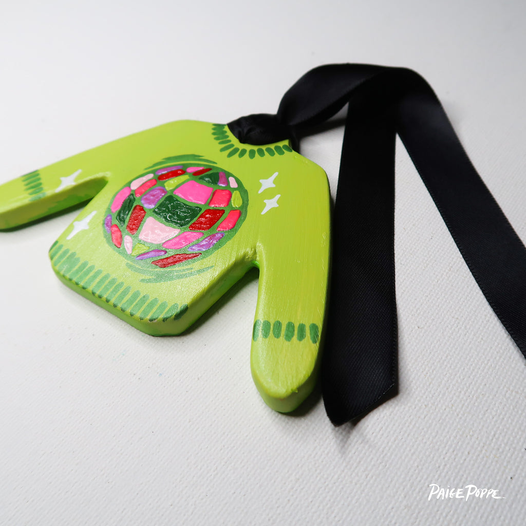 "Festive Disco" Handpainted Ceramic Ornament
