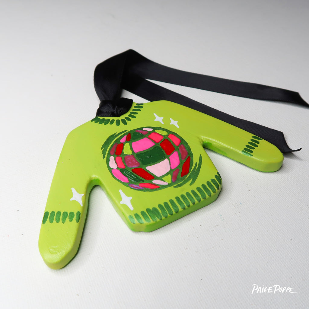"Festive Disco" Handpainted Ceramic Ornament