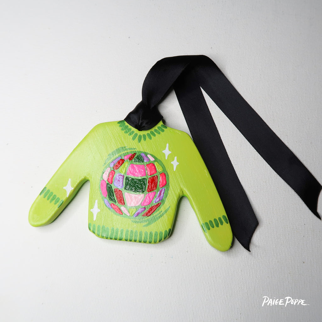 "Festive Disco" Handpainted Ceramic Ornament