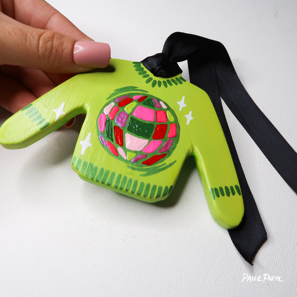 "Festive Disco" Handpainted Ceramic Ornament