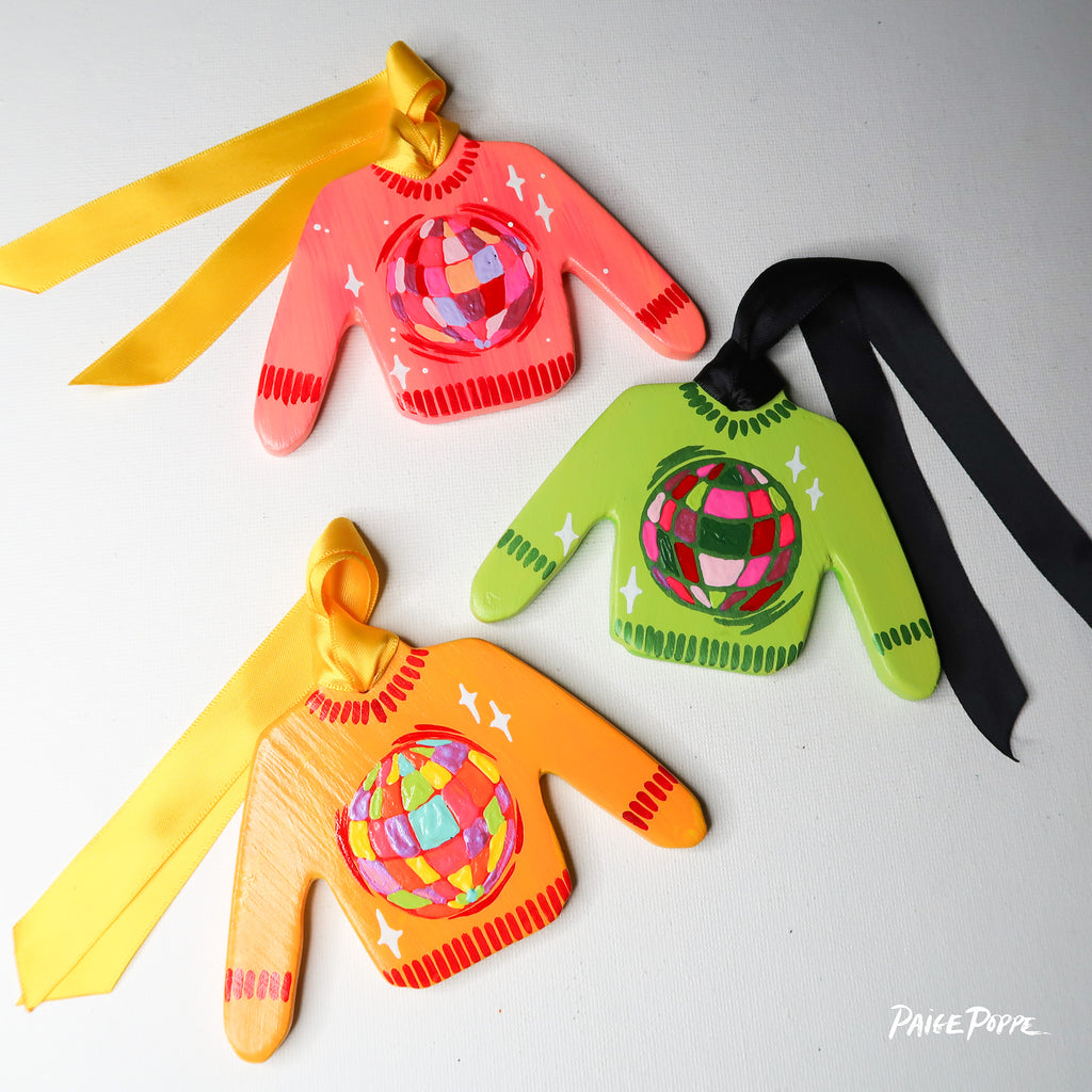 "Festive Disco" Handpainted Ceramic Ornament