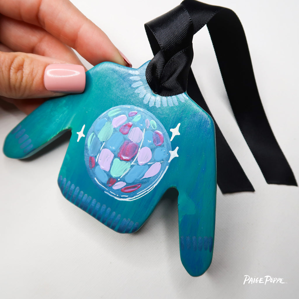 "Dressed in Disco" Handpainted Ceramic Ornament